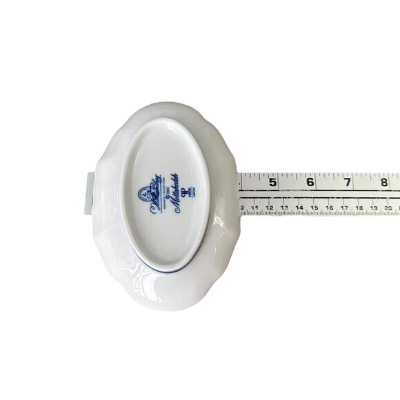 Mottahedeh Williamsburg Carpe Diem Verse Dish Ring Trinket Soap 6" White Blue - Picture 6 of 6